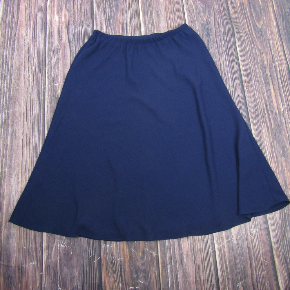 Appleseed's Skirt Womens Petite 10P Blue A-Line Midi Chiffon Lined Pull On